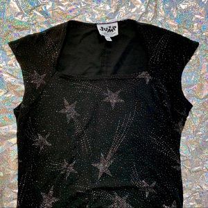 Fabulous 1990s Black Sparkly Star Mini Dress💫